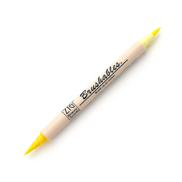 Kuretake Zig Brushables Brush Marker Pen - 24 Colours - 050 Pure Yellow - Brush Pens - Bunbougu